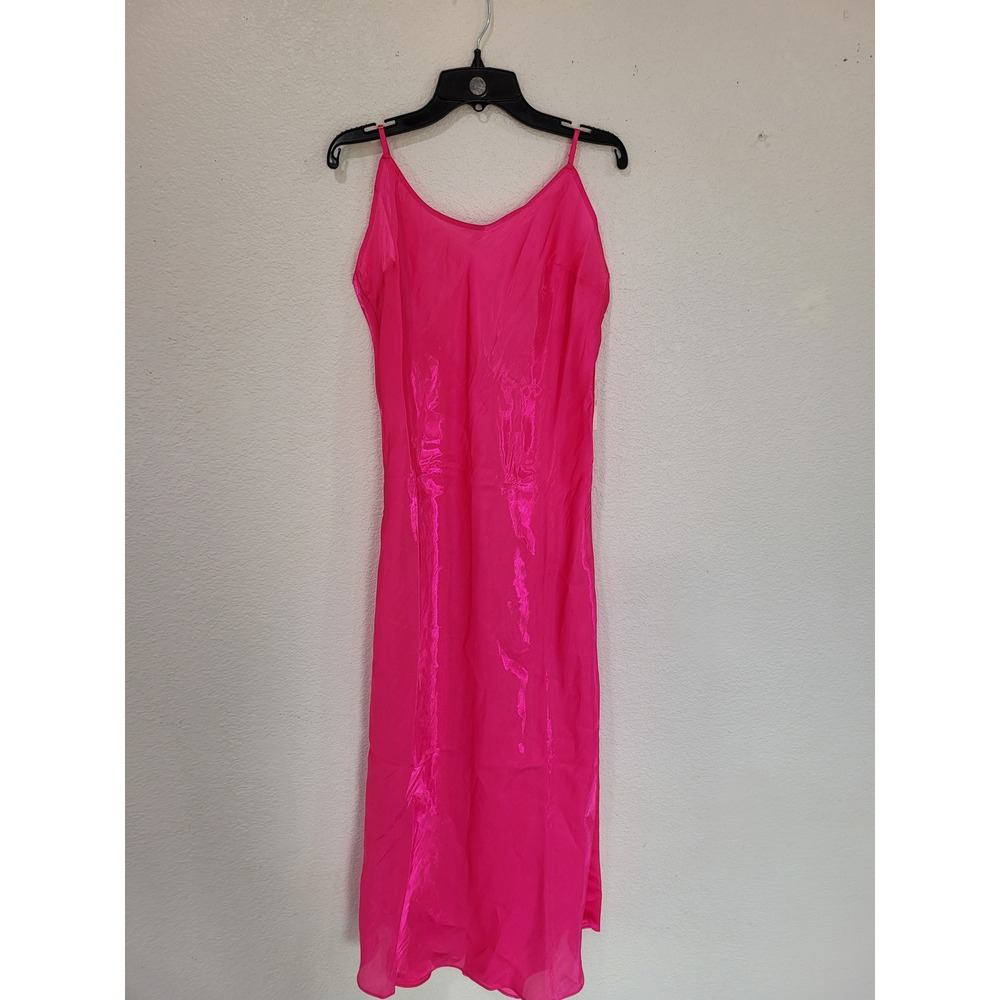 Victoria's Secret Hot Pink Satin Slip Dress Adjustable Straps Medium NWT #12